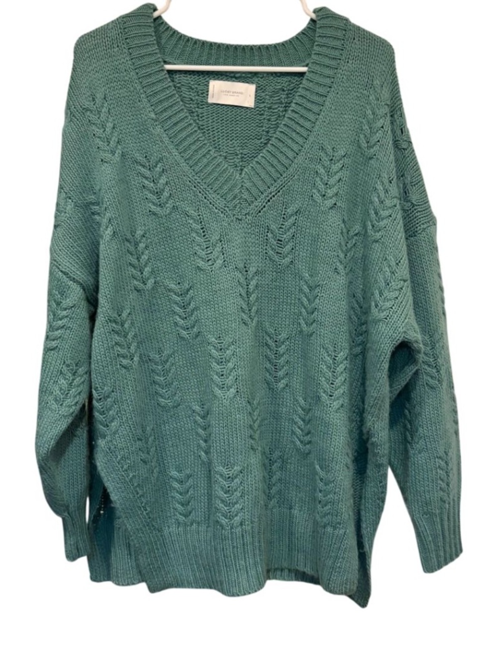 Lucky Brand Women's Cable Knit V Neck Sweater